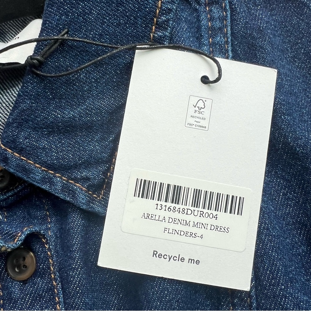 Reformation Arella Denim Mini Dress - Size 4 - NWT - Picture 7 of 9